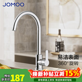 九牧（JOMOO）厨房水龙头 冷热水二合一两用 洗菜盘用水高抛洗碗池水槽专用龙头 【360°旋转】蜂窝气泡出水 33221-748 官方正品 家用304不锈钢+陶瓷阀芯一体套装