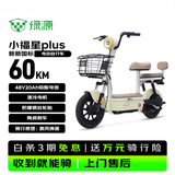 绿源（Luyuan）电动自行车新新国标小福星plus全国可上牌60km超长续航电瓶车国民好车电瓶车成人通勤代步车绒绒黄