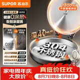 苏泊尔（SUPOR）电饼铛 0涂层不锈钢 电饼档家用 煎饼锅烤肉锅 烙饼锅早餐机煎烤机 40mm加深 JJ30AG829