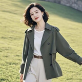 罗蒙（ROMON）高级短款风衣外套女2026秋冬季新款女装小众不撞款休闲设计感流行 短款风衣 XL 建议115-130斤