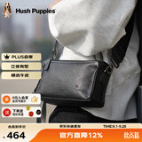 暇步士（Hush Puppies）男士单肩包斜挎包新款时尚户外通勤真皮邮差包牛皮小背包送男友 黑色HA-2011708W-5710