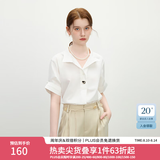 范思蓝恩白色设计感短袖衬衫女夏季2025新款法式宽松通勤上衣2138 白色 XS （偏大，建议拍小一码）