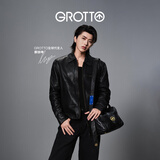 GROTTO【蔡徐坤同款】黑石包经典大容量单肩斜挎通勤软包男女款礼物 黑石M（古金）蓝标限定版