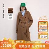 朗姿【Basic衣橱 王楚然同款】朗姿25纯羊毛法式大衣毛呢外套冬季新款 浅咖色 M