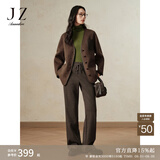 玖姿·安娜蔻奶fufu慵懒治愈系羊毛直筒糯米裤裤子女冬款 深咖啡 XL