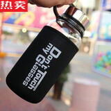 德国进口品质玻璃杯情侣泡茶钢化保温超大容量水杯子泡茶杯防摔便携耐高温透明的 1000毫升+杯套 （注意没有茶漏）