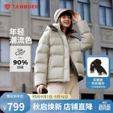 坦博尔羽绒服女短款时尚潮流可脱卸帽百搭保暖外套550388T 桉树绿 175 