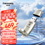 梵想（FANXIANG）固态U盘 手机u盘 512GB USB3.2 Type-C 指纹加密高速优盘 移动固态硬盘 FP651 香槟银