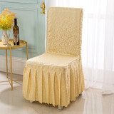 芊思曼（qiansiman） 定做酒店饭店餐厅椅子套连体餐桌座椅套婚庆宴会凳子套罩布艺 浅黄双勾花（木头椅子）