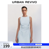 UR春季新款女摩登气质褶皱收腰显瘦无袖连衣裙UYY750030 淡蓝 S