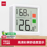 得力（deli）室内电子温湿度计/表办公家用壁挂桌面婴儿房办公用品儿童老人生日礼物 表情显示LE523PRO 白