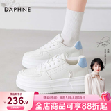 达芙妮官方小白鞋女2026年春秋爆款女鞋透气百搭运动休闲女鞋厚底板鞋女 白蓝色【四季款 跟高5.5cm】 37