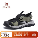 骆驼（CAMEL）男士户外休闲运动凉鞋包头洞洞沙滩鞋 G13M076103 黑/绿 42