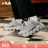 斐乐（FILA）可颂鞋男鞋面包鞋老爹鞋运动鞋秋季厚底增高鞋复古休闲鞋 玛瑙灰/银绿色-AS 40