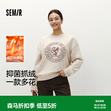 森马（Semir）卫衣女设计感图案oversize发热抑菌冬绣花抓绒上衣慵懒学院风 贝壳卡50233（特宽松款介意可拍小一码） M