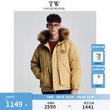 Teenie Weenie小熊男装2025新款男女同款工装三防貉子毛保暖派克羽绒服 米色 M (170)