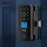 iGear玻璃门指纹锁电子密码锁免开孔布线蓝牙办公室智能锁ic卡门禁锁