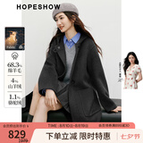红袖MIU系学院风羊毛呢外套2025冬季新款女装连帽气质中长双面呢大衣 深灰080 XS