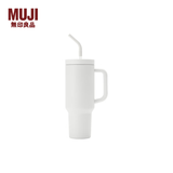MUJI 不锈钢 大容量吸管杯 保温水杯杯子冰霸杯 白色