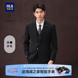 海澜之家（HLA）西服套装男轻商务经典平驳领套西男秋季七夕礼物 黑色格纹15（西服+马甲+西裤） XL 175/96B 48B推荐138~150斤