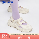 斐乐（FILA）FUSION斐乐玛丽珍凉鞋女鞋凉拖魔术贴海螺沙滩鞋 古白色/燕麦色-AO 36.5