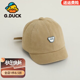 G.duck小黄鸭儿童针织卡通小熊棒球帽秋冬韩版遮阳帽宝宝休闲鸭舌帽帽子 卡其色-hello 建议10-30个月(帽围46-50cm)