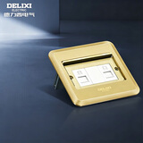 德力西（DELIXI）开关插座 金色带电话电脑掀盖式铜地插地板插座 DCT-F120G-T2T8