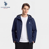 U.S. POLO ASSN.夹克男连帽透气情侣冲锋衣加绒加厚棉服外套男棉衣上衣藏蓝4XL