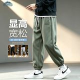 顶峰保罗（Dingfengbaoluo）休闲裤男秋季重磅潮牌宽松束脚时尚百搭运动卫长裤HM9011灰绿3XL