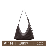 裘真（qiuzhen）【明星推荐】 经典hobo包植鞣牛皮腋下通勤休闲饺子女包情人节 咖啡色-小号（羊皮） 小包/大包
