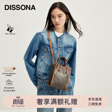 DISSONA迪桑娜女士包包老花斜挎小包潮手拎包时尚单肩手提包【礼物】 深啡色