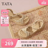 他她（TATA）黄圣依同款璀璨星空厚底凉鞋女沙滩鞋子新款 杏色 (凉鞋款） 36