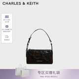 CHARLES&KEITH褶皱手提斜挎小方包腋下包女士生日七夕礼物CK2-80160183 CK2-80160183Prism Noir黑色（新色） S