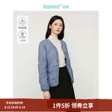 茵曼（INMAN）轻薄简约无领短款羽绒马甲女士2025新款可内搭可外穿薄款外套 雾霾蓝 XL