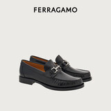 菲拉格慕（Ferragamo）男士黑色Gancini扣饰莫卡辛鞋 0762695_3E _ 85 礼物送男友