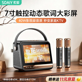 索爱（soaiy）GC520Pro+悬浮歌词蓝牙音箱K歌麦克风音响一体无线点歌话筒儿童户外家庭用ktv男女唱歌毕业礼物 黑
