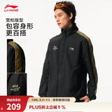 李宁运动外套男女款秋冬季防风防泼水潮流时尚复古夹克运动服 【立领款防泼水】黑J23-1 L (男生正码，女生选购议偏小一码)