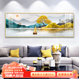 瑞尚（RUISHANG） 新中式客厅装饰画大气山水画横版沙发背景墙画挂画轻奢晶瓷壁画 富水金山 180*60/晶瓷面/适合2.5m沙发