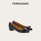 菲拉格慕（Ferragamo）女士黑色Vara蝴蝶结高跟鞋 0775750_1D _ 65 礼物送女友