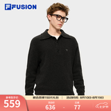 FILA FUSION斐乐潮牌情侣款编织衫冬季新款休闲宽松套头毛衣 正黑色-BK L 175/96A/L
