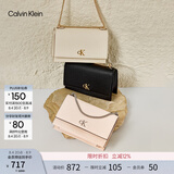 Calvin Klein女包【七夕礼物】优雅休闲字母搭扣ck翻盖荔枝纹链条单肩包斜挎包 YIQ-黑金 OS