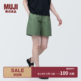 MUJI女式 水洗 平纹 短裤 休闲 裤子女款夏季款女装中裤 外穿 卡其色4S M (160/66A)