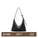 裘真（qiuzhen）【明星推荐】 经典hobo包植鞣牛皮腋下通勤休闲饺子女包七夕礼物 黑色-小号（羊皮） 小包/大包