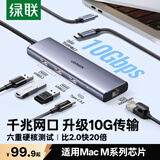 绿联Type-C3.2扩展坞带网口千兆网线转接口拓展坞USB转接头10G适用苹果电脑接口转换器Macbook笔记本