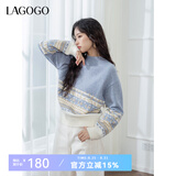 LAGOGO抗起球费尔岛针织衫毛衣女拉谷谷2024冬季套头软糯舒适上衣 混色 M