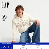 盖璞（GAP）男女装春款LOGO仿羊羔绒宽松连帽衫卫衣美版789781 米色 L 美码  XL亚洲码185/104A