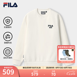 斐乐（FILA）官方男子套头运动卫衣秋季时尚休闲简约圆领套头衫长袖上衣男装 【加绒版】蒸汽白-IV XL