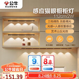 公牛（BULL）感应猫眼橱柜灯磁吸充电山丘光效展柜玄关氛围小夜灯 黑112cm三色