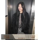 付智恩芦苇花 芬兰进口狐狸毛典雅轻盈年轻感圆领皮草外套女 黑色 L