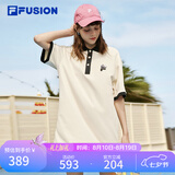 斐乐 FUSION斐乐潮牌女子连衣裙夏时尚宽松简约POLO领连身裙 乳糖色-BG M （165/84A/M）